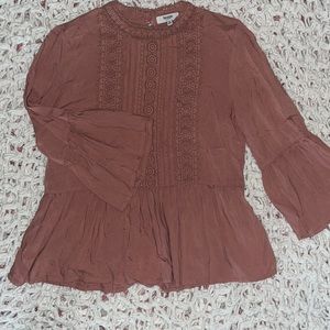 Kensie S rose gold 3/4 sleeve blouse